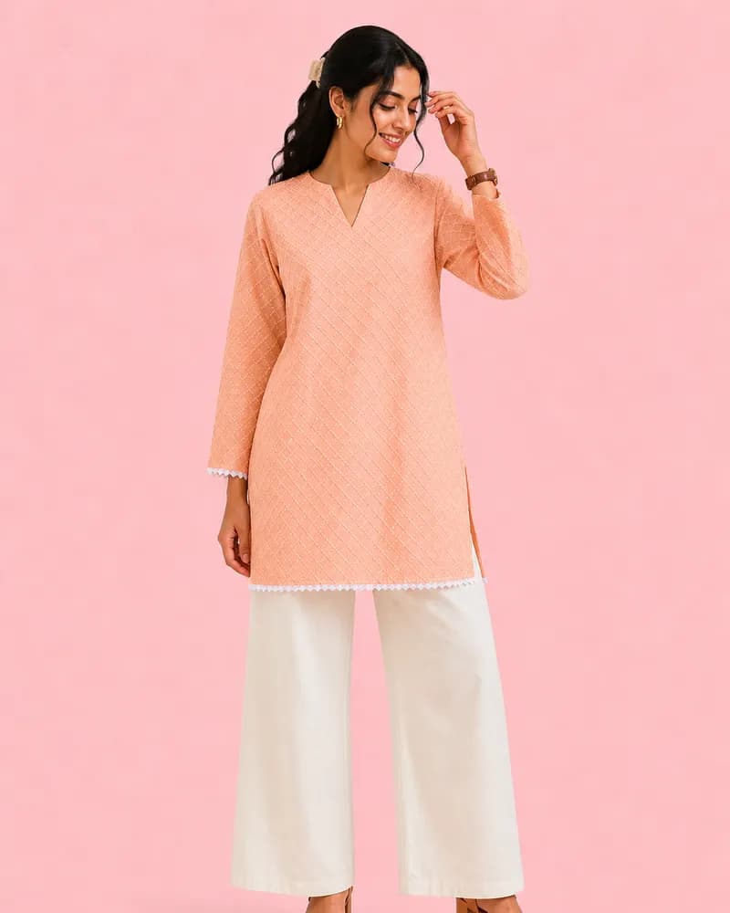 Luna Diamond Textured Straight Kurti